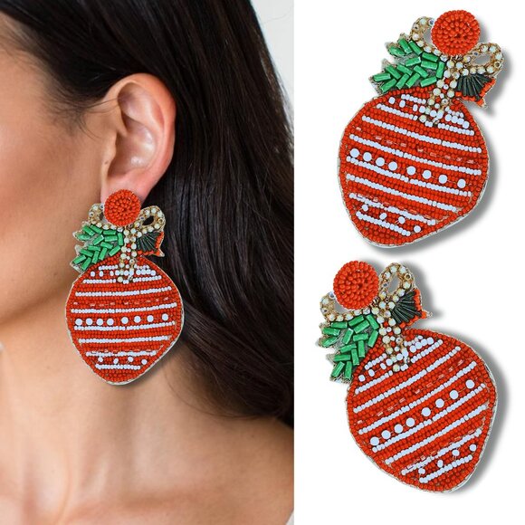 Deepak Gurnani Austrian Crystal Rhinestone Seed Bead India Artisan Earrings NEW - Picture 2 of 3